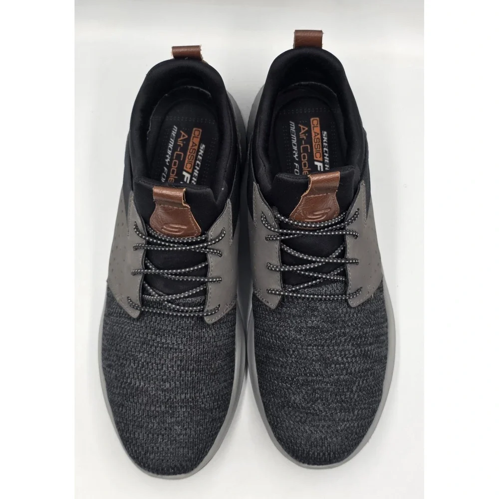 Skechers Mens Delson Camben Size 12 Slip On Sneaker Black Gray Walking Shoe